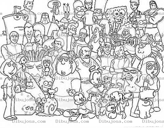 Dibujo para colorear Colorear Dibujos Animados Y Caricaturas Animadas De Ayer Y Hoy