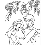 Dibujo para colorear la sirenita casandose para pintar