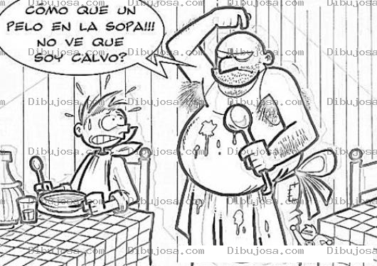 Dibujo para colorear Un Pelo En La Sopa Para Colorear