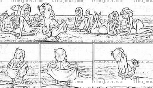 Dibujo para colorear Loco Hugo En La Playa Para Colorear