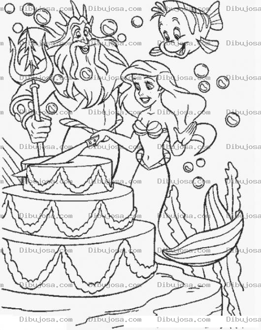 Dibujo para colorear la sirenita con un pastel para colorear
