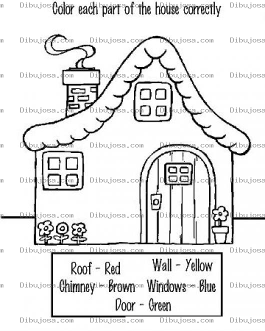 Dibujo para colorear Colorear Casa Con Colores En Ingles Pinta La Casa Segun Los Colores Indicados