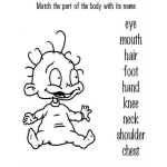 Dibujo para colorear Partes Del Cuerpo En Ingles Traza Una Linea Desde El Cuerpo A Cada Palabra