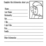 Dibujo para colorear Dibujo Para Imprimir Y Escribir Por Primera Vez Tu Informacion Personal En Ingles