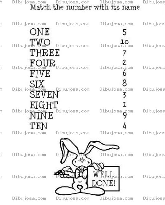 Dibujo para colorear Numeros En Ingles Para Jugar Conecta Cada Numero Con Su Traduccion En Ingles