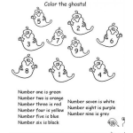 Dibujo para colorear Clorear Numeros En Ingles Pinta Cada Fantasmita Con Los Numero Indicados En Ingles