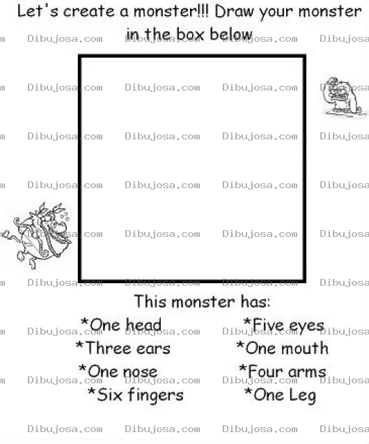 Dibujo para colorear Colorear Un Monstruo En Ingles Dibuja Un Moustru Con Las Indicaciones Descritas Abajo En Ingles