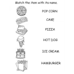Dibujo para colorear Colorear Comida En Ingles Traza Una Linea Para Coincidir Cada Dibujo Con Su Respectiva Traduccion Al Ingles