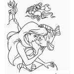 Dibujo para colorear la sirenita y flounder para pintar