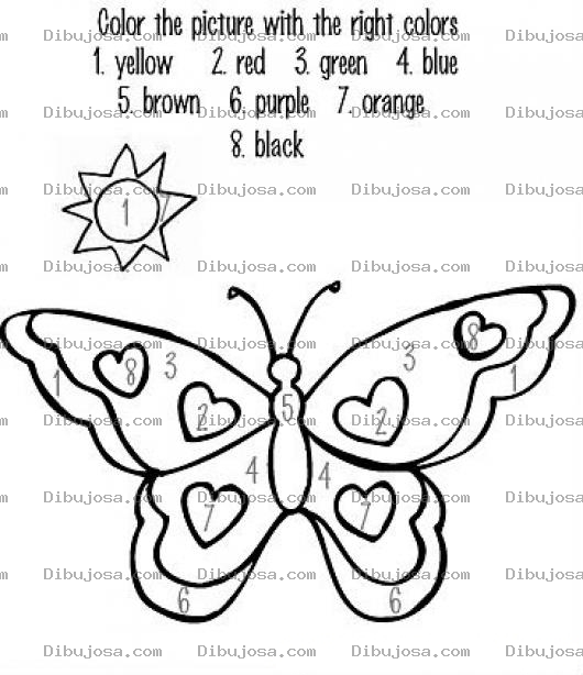 Dibujo para colorear Colorear Mariposa En Ingles