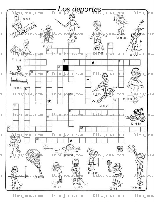 Dibujo para colorear Crucigrama De Los Deportes Para Imprimir Y Colorear