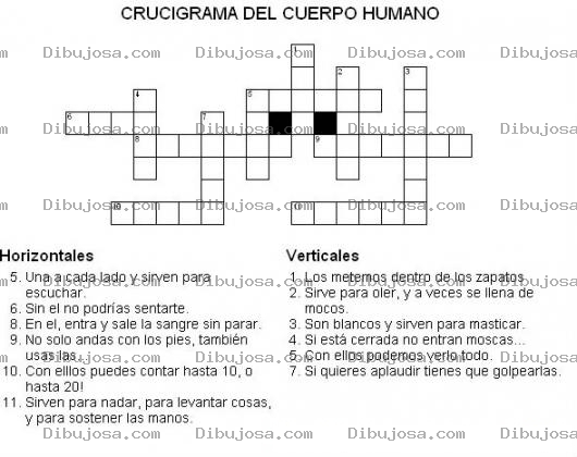 Dibujo para colorear Crucigrama Del Cuerpo Humano Para Imprimir