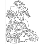 Dibujo para colorear la sirenita con muchos regalos para dibujar