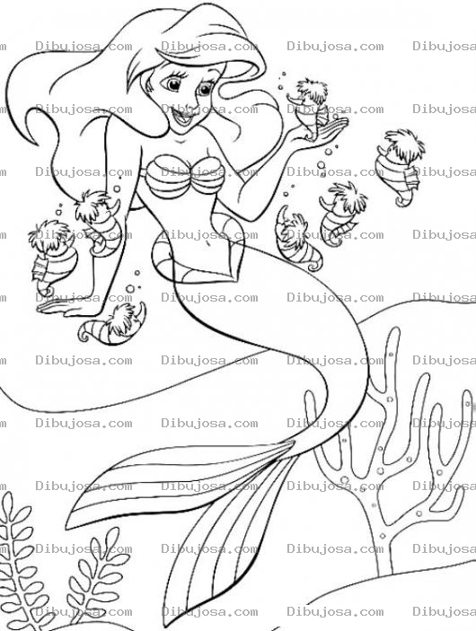 Dibujo para colorear la sirenita para pintar