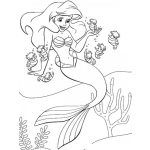 Dibujo para colorear la sirenita para pintar