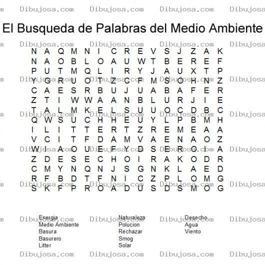 Dibujo para colorear Sopa De Letras Del Medio Ambiente