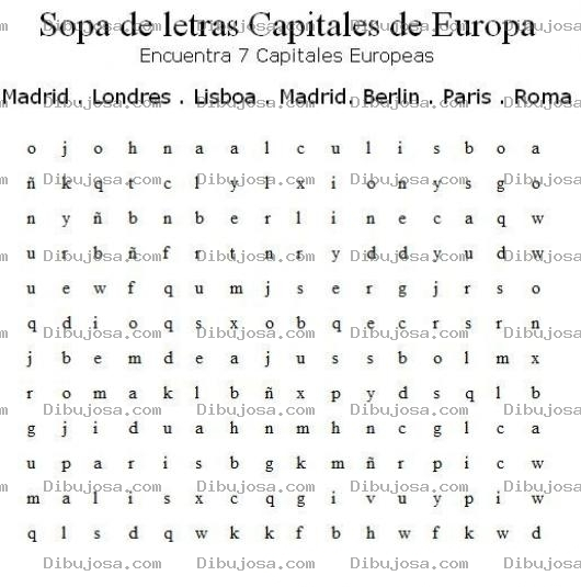 Dibujo para colorear Sopa De Letras De Europa