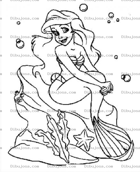 Dibujo para colorear la sirenita para imprimir y colorear