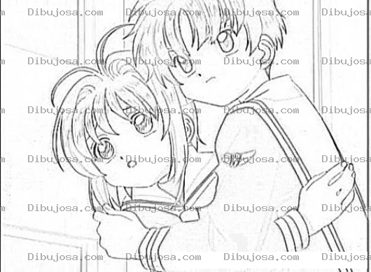 Dibujo para colorear Sakura Syaoran Manga Coloring Page