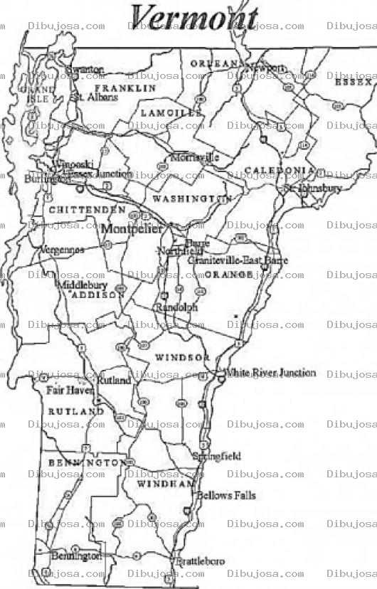 Dibujo para colorear Vermont Map Coloring Page