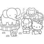 Dibujo para colorear colorear a hello kitty en el zologico