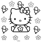 Dibujo para colorear colorear hellokyti con pajaritos