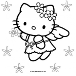 Dibujo para colorear colorear hello kiti con diadema de flores