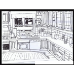 Dibujo para colorear Cocina Con Lavaplatos Para Colorear