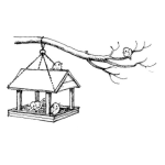 Dibujo para colorear Casita De Pajaritos En Una Rama Para Colorear Y Pintar