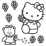 Dibujo para colorear colorear hello kity comiendo uvas