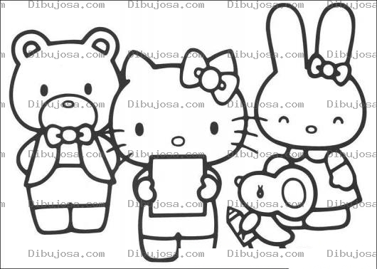 Dibujo para colorear pintar hello kity recitando