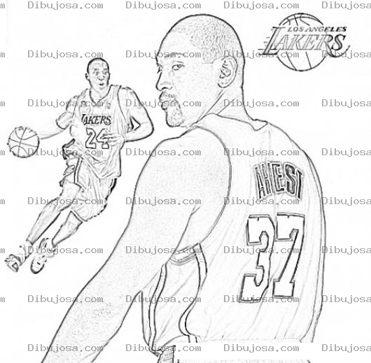 Dibujo para colorear Ron Artest Nba Lakers Player Coloring Page Para Imprimir Y Colorear