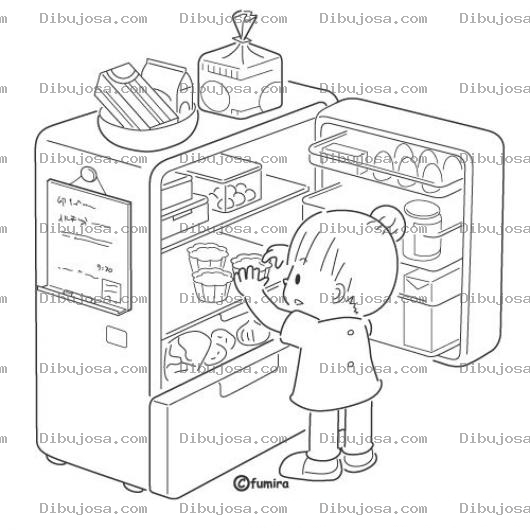 Dibujo para colorear Refrigerador Para Colorear Y Pintar