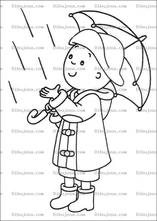 Dibujo para colorear Caillou con una sombrilla