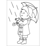 Dibujo para colorear Caillou con una sombrilla