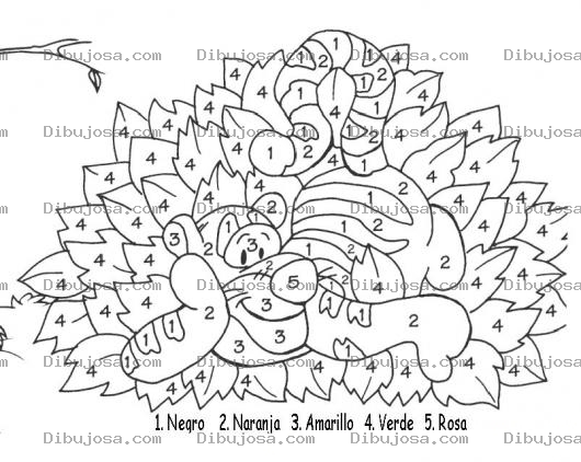 Dibujo para colorear Colorear A Tiger Segun El Numero Indicado