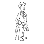 Dibujo para colorear Colorear Hombre Con Paraguas Sombrero Y Saco