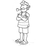 Dibujo para colorear Colorear Capitan De Barco En La Playa Con Chancletas