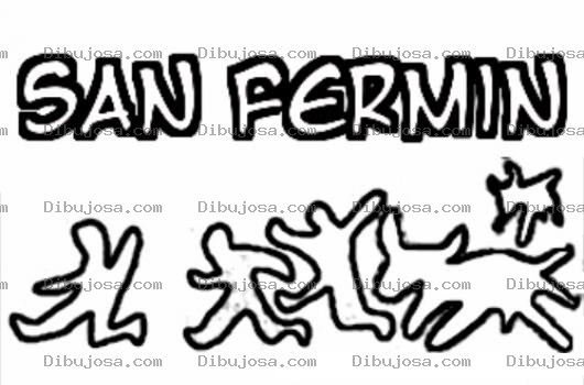 Dibujo para colorear Carrera de San Fermin para colorear y pintar