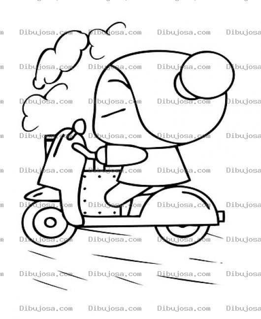 Dibujo para colorear Colorar a Puca en Moto