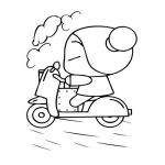 Dibujo para colorear Colorar a Puca en Moto