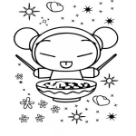 Dibujo para colorear Colorar a Puca comiendo chaomin