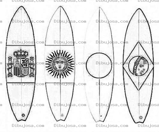Dibujo para colorear Colorear Tablas De Surf De Espana Argentina Japon Y Brasil