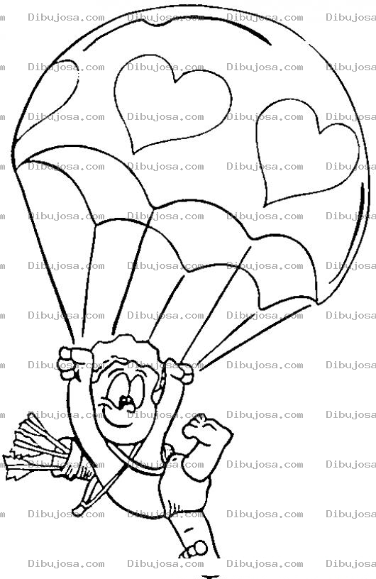 Dibujo para colorear Colorear A Cupido Con Paracaidas Y Sin Alas