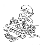 Dibujo para colorear Colorear Pitufo Carpintero