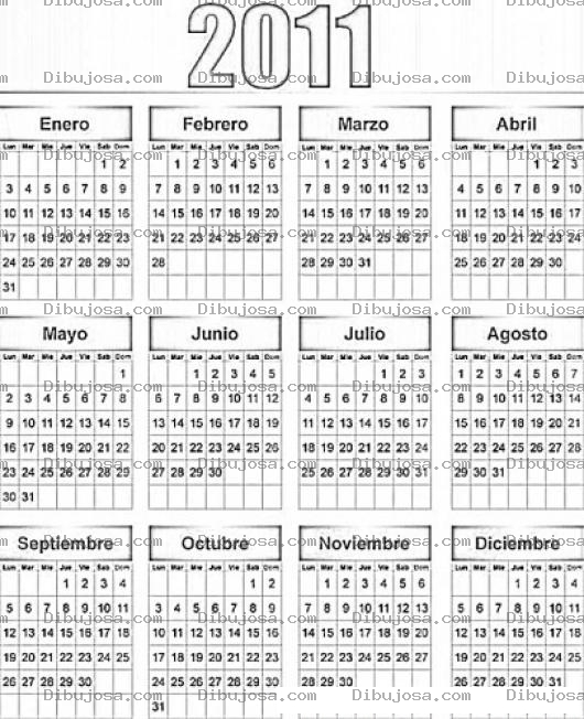 Dibujo para colorear Calendario Del 2011 Para Colorear Pintar E Imprimir Todos Los Meses