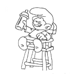 Dibujo para colorear Colorear Bebe Pitufo tomando biberon