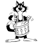 Dibujo para colorear Gato Con Tambor Para Colorear