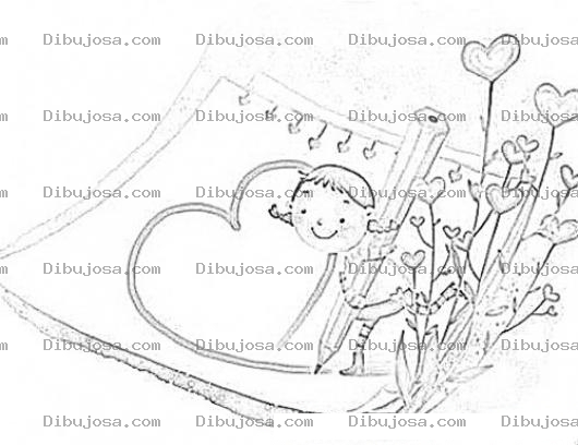 Dibujo para colorear Carta De Amor Para Colorear Pintar E Imprimir