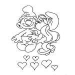 Dibujo para colorear Colorear el Beso de Pitufina